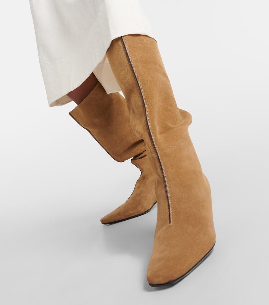 Wide Shaft suede knee-high boots