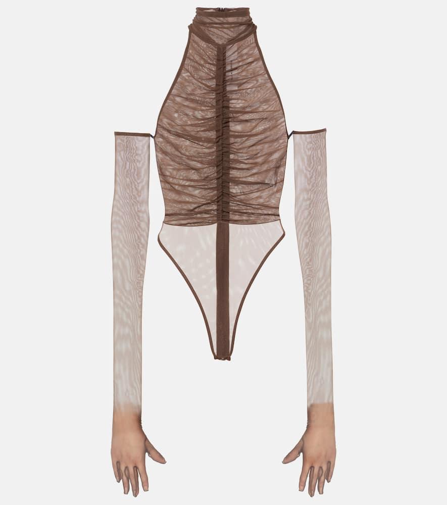 Ruched sheer bodysuit