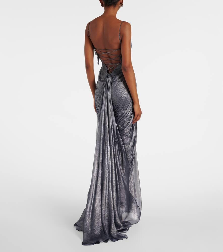 Victoria draped silk gown