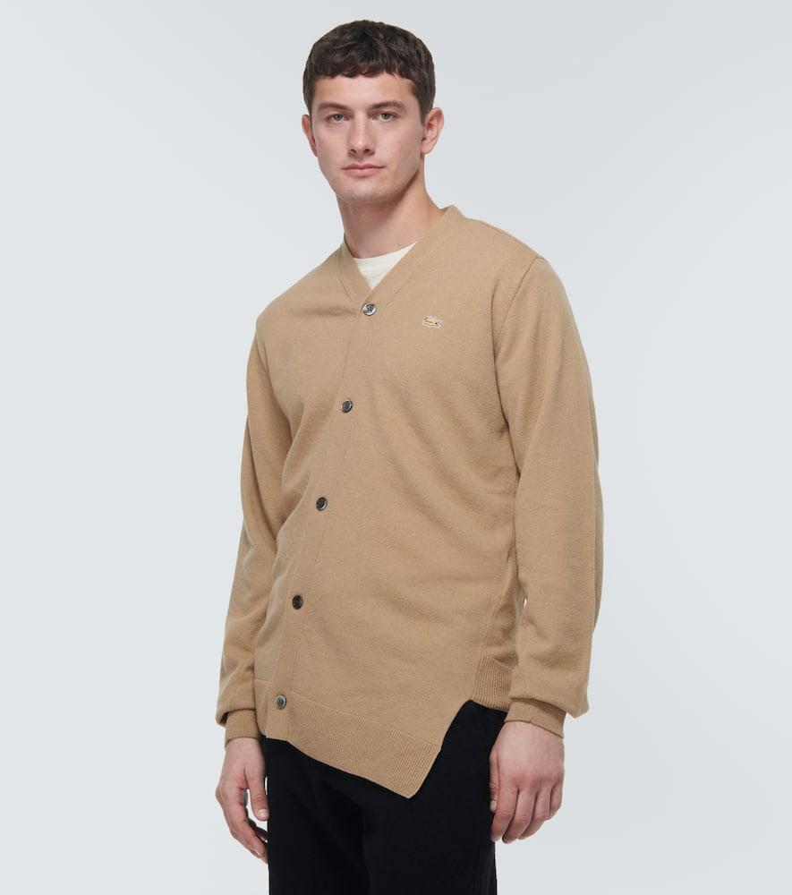 x Lacoste asymmetric wool cardigan