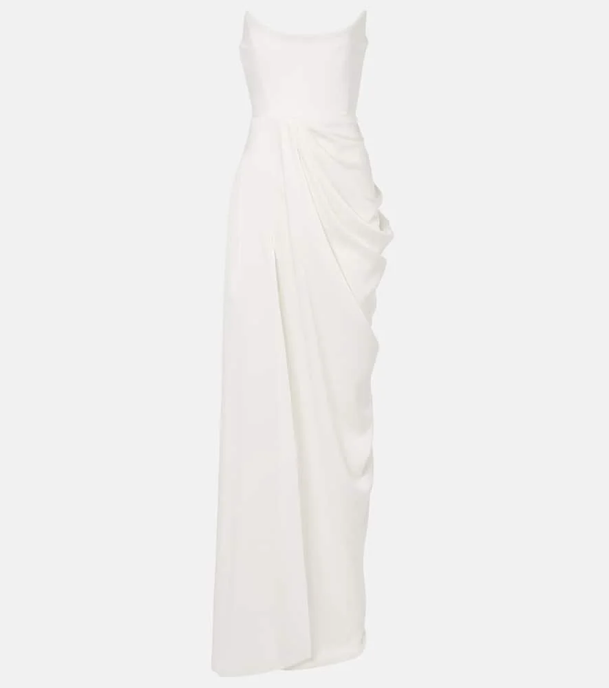 Bridal draped crêpe bustier gown