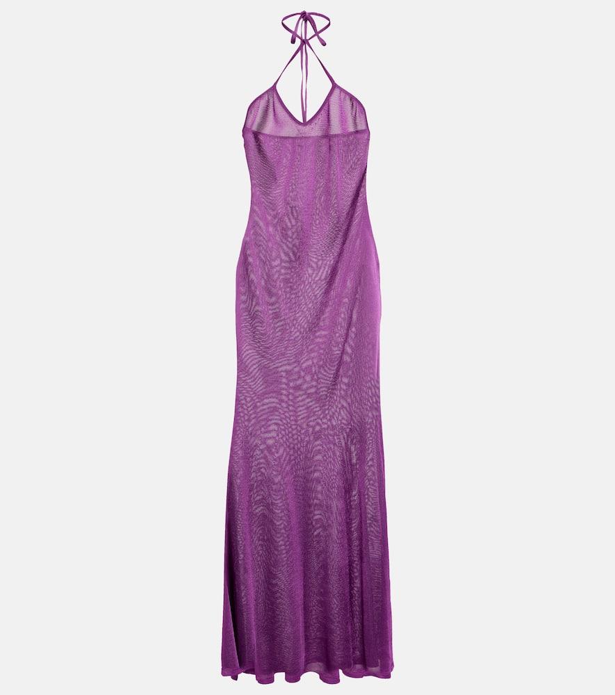 Halterneck jersey maxi dress