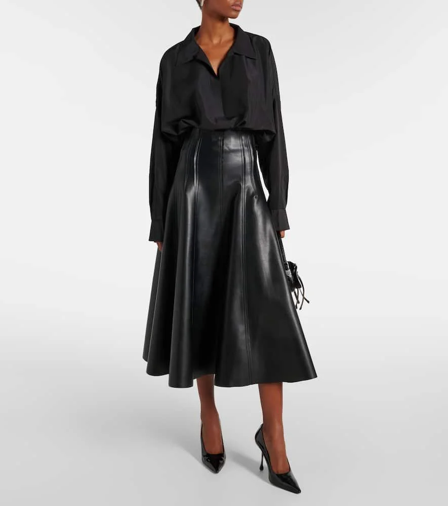 Grace faux leather midi skirt