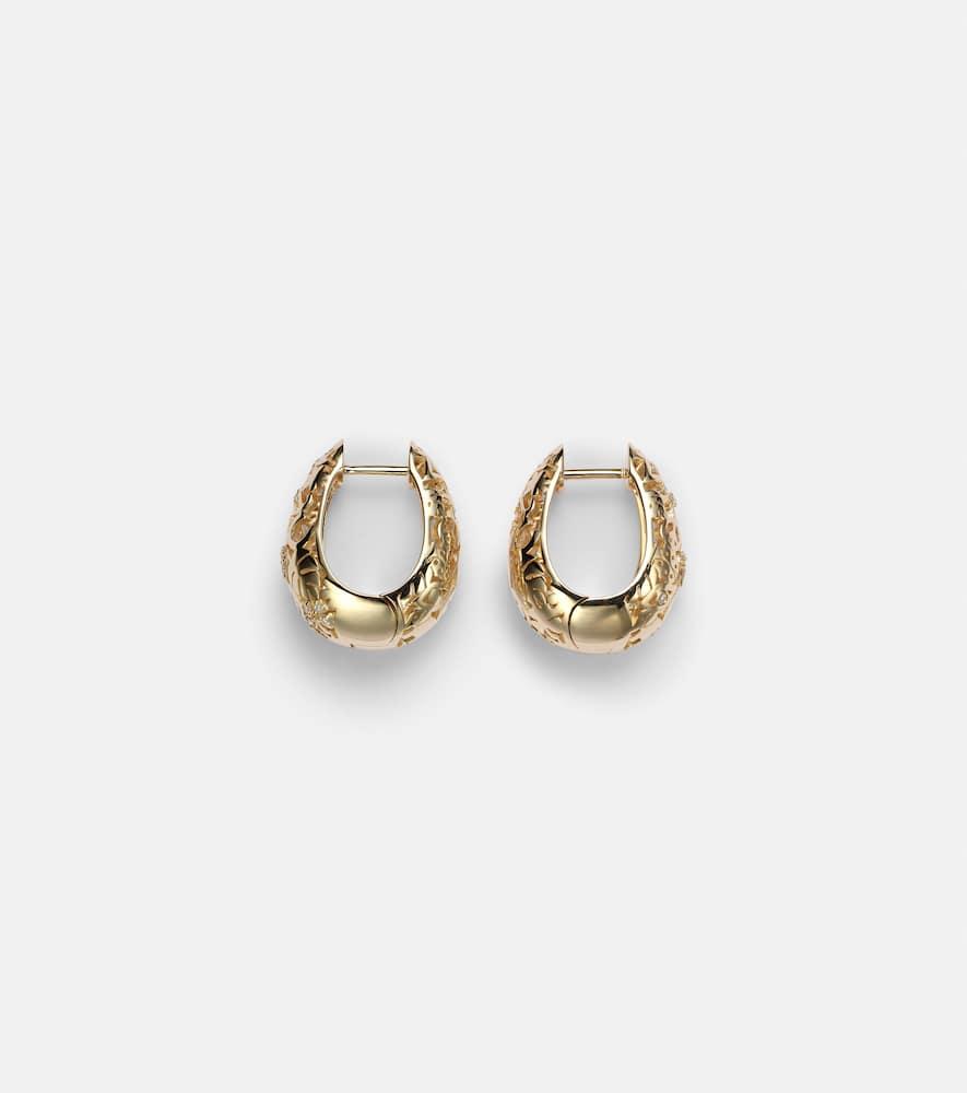 Icon Wallpaper Domed 14kt gold hoop earrings with diamonds