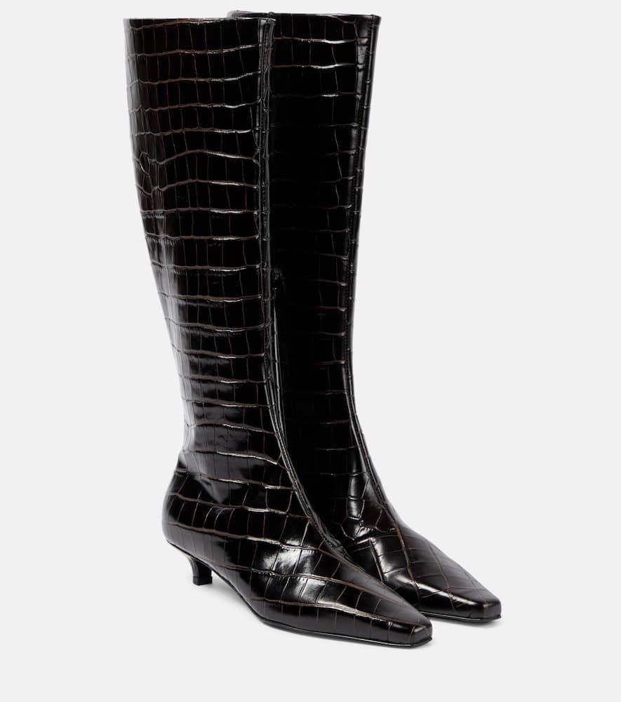 Leather knee-high boots