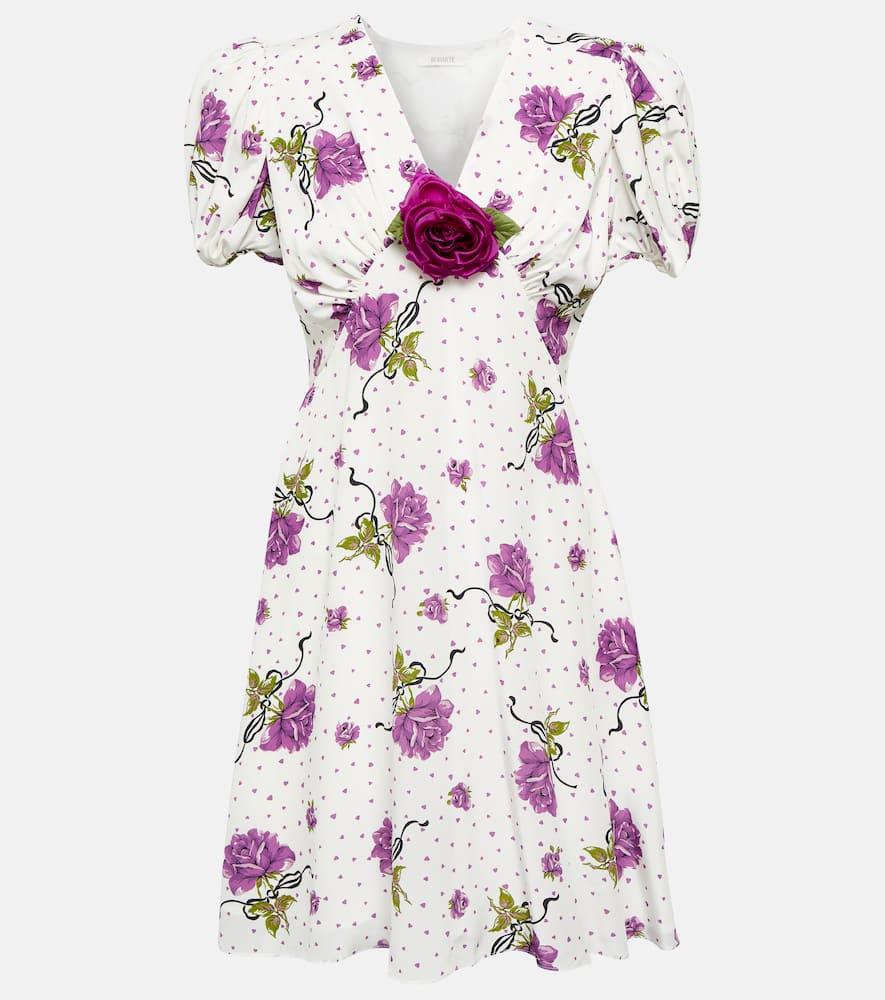 Floral Applique silk minidress