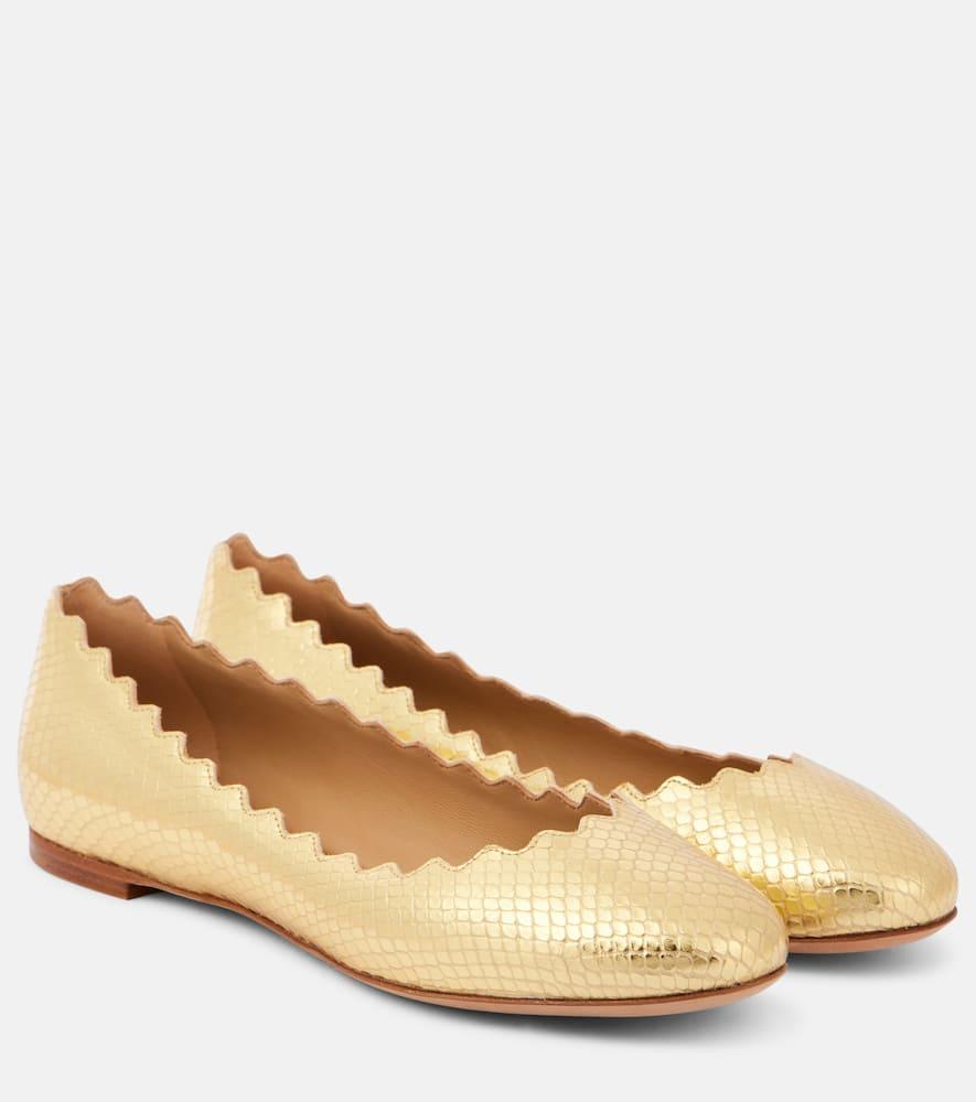 Lauren croc-effect leather ballet flats