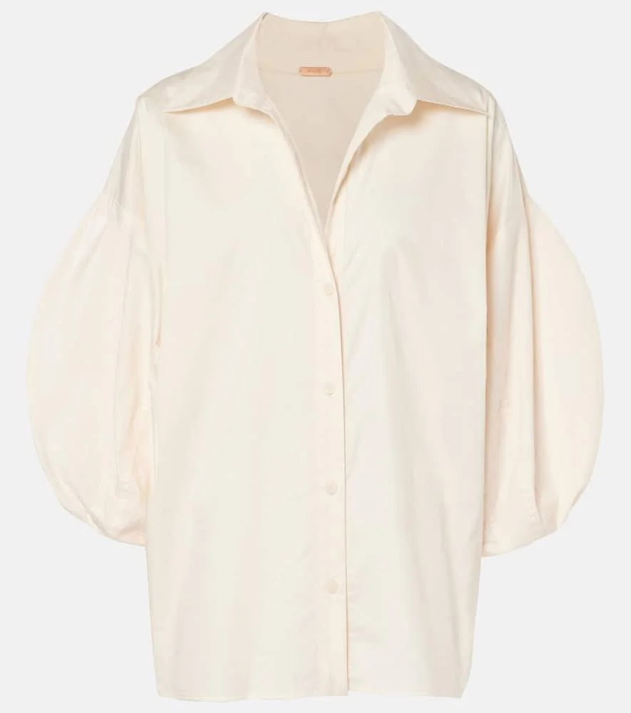 Cotton-blend poplin blouse