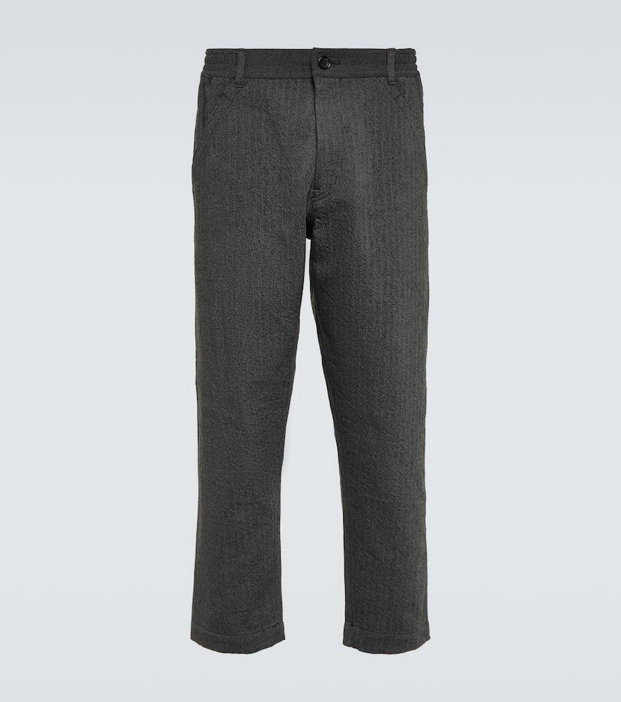 Herringbone straight pants 