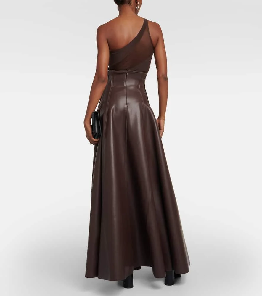 Grace pleated faux leather maxi skirt