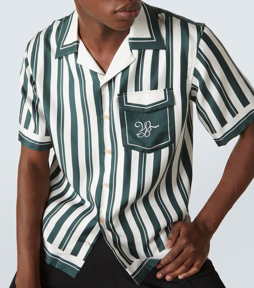 June striped silk bowling shirt