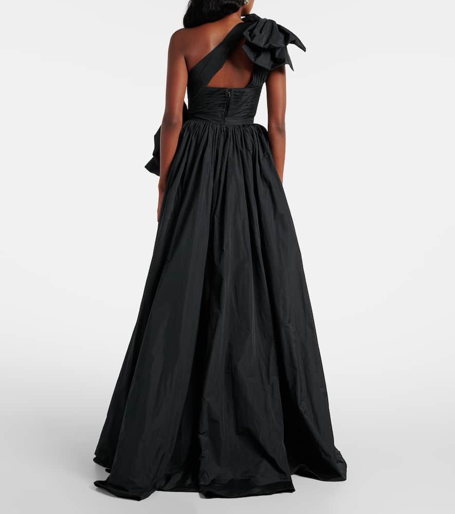 Bow-detail taffeta bustier gown