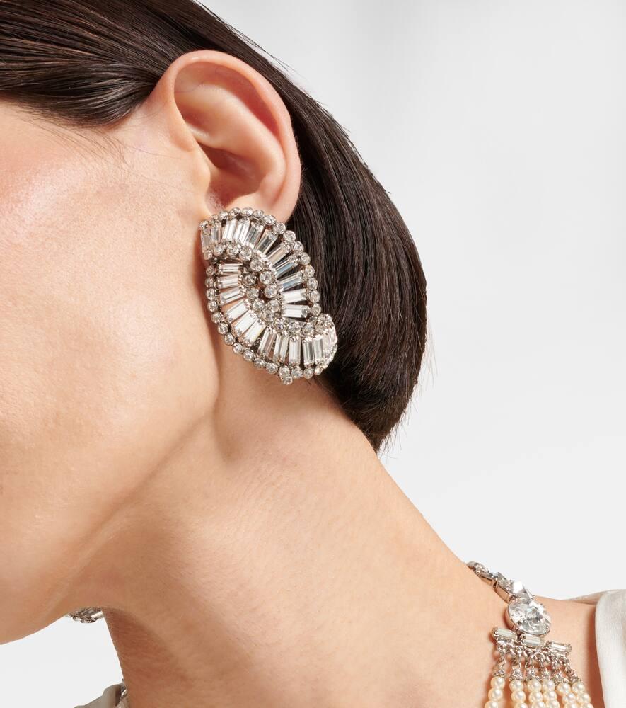 Embellished shell clip-on earrings