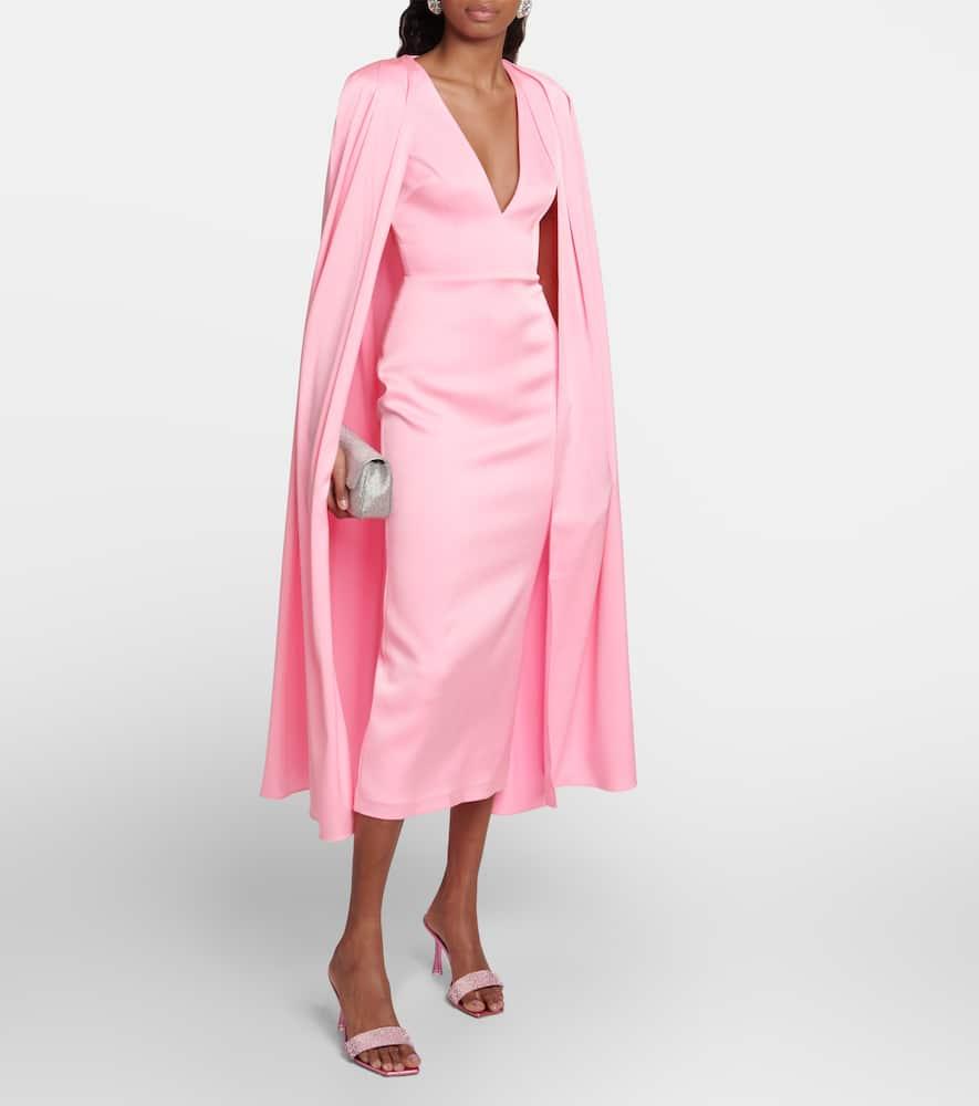 Crepe cape midi dress