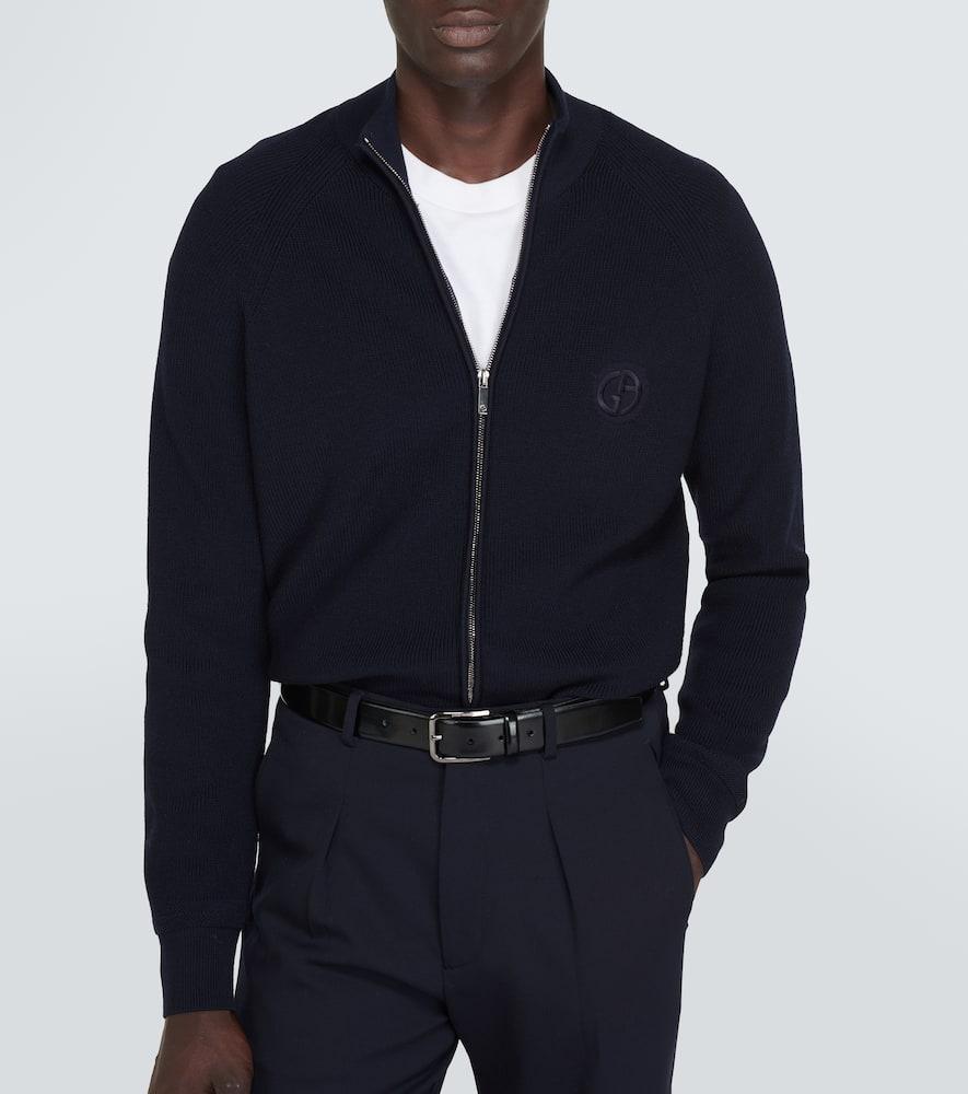 Virgin wool zip-up sweater