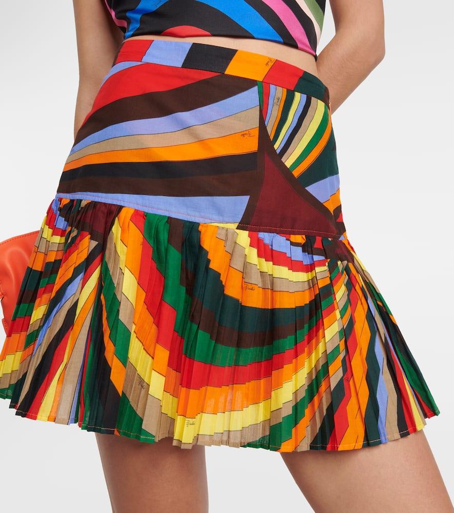 Iride pleated cotton miniskirt