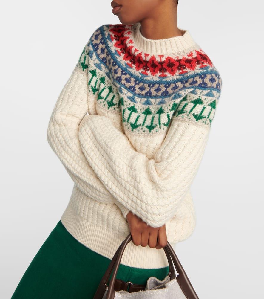 Intarsia cashmere mockneck sweater