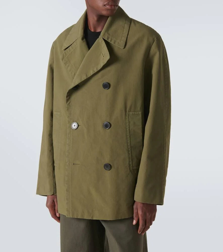 Double-breasted cotton peacoat