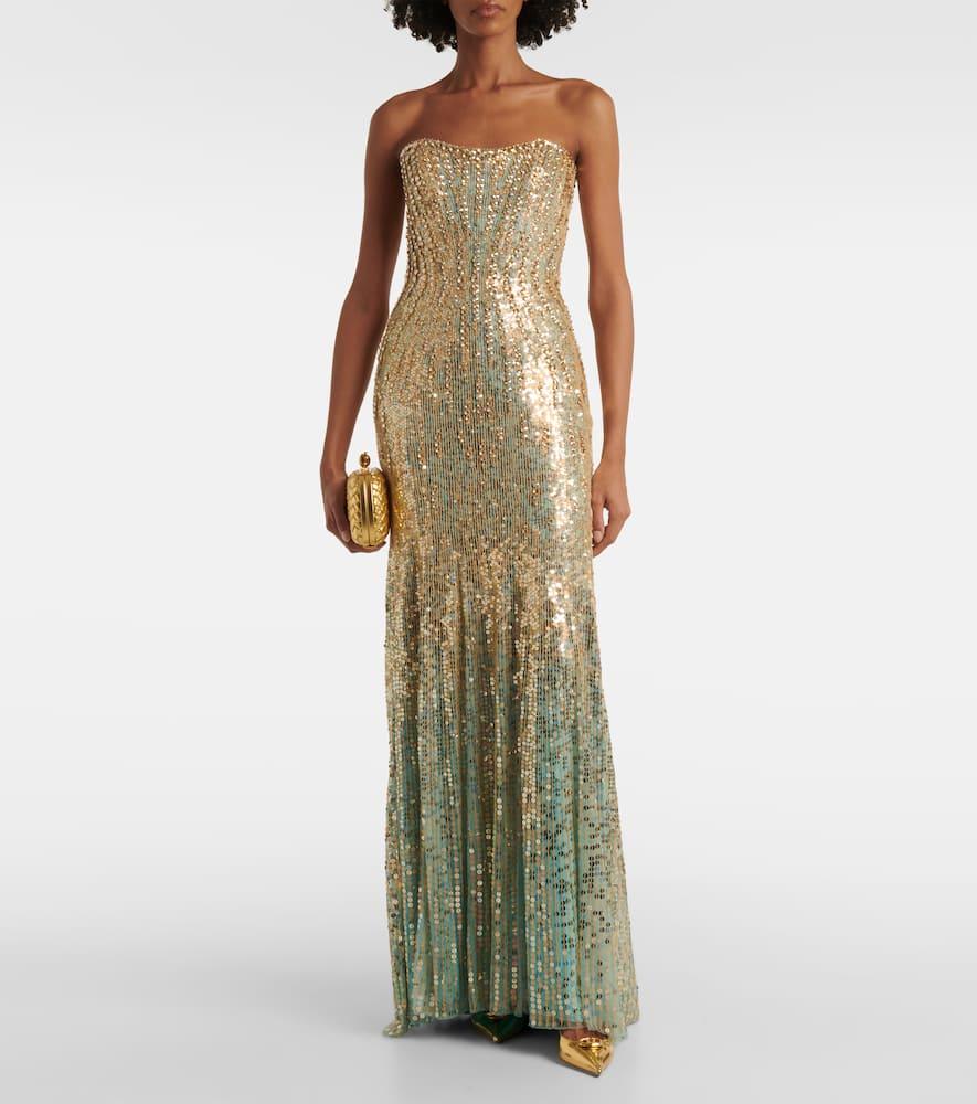 Sarai sequined strapless gown