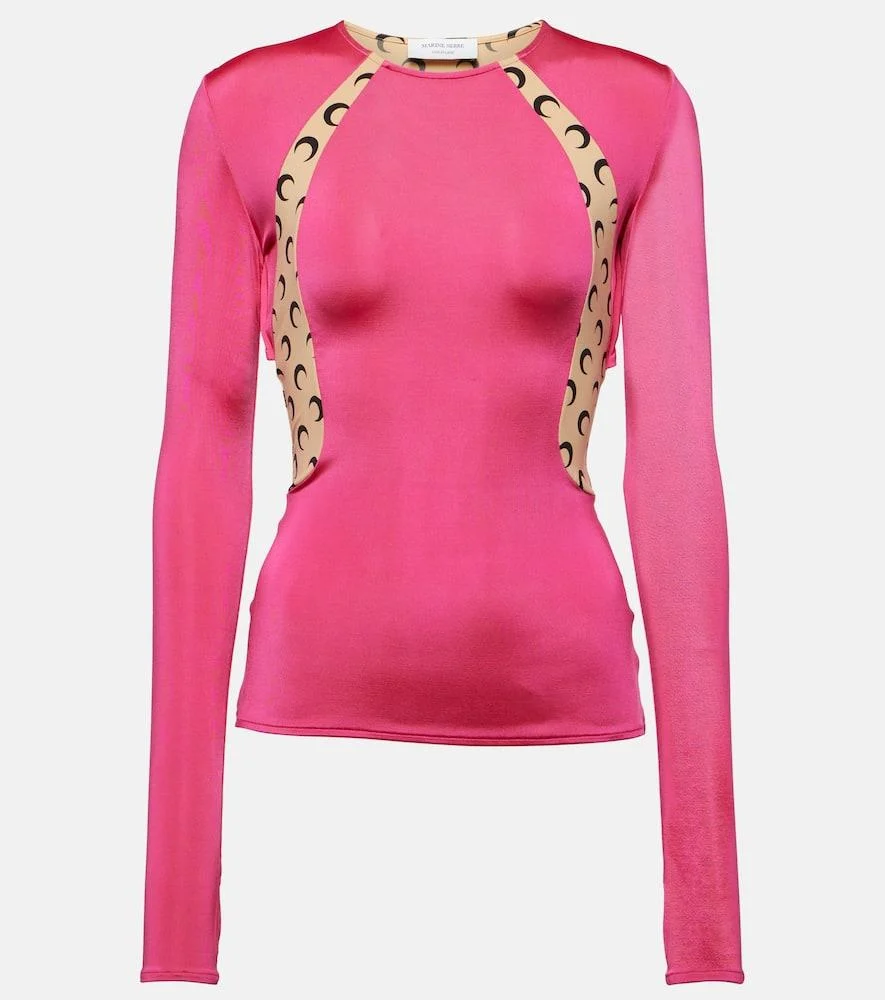 Regenerated draped long-sleeve top