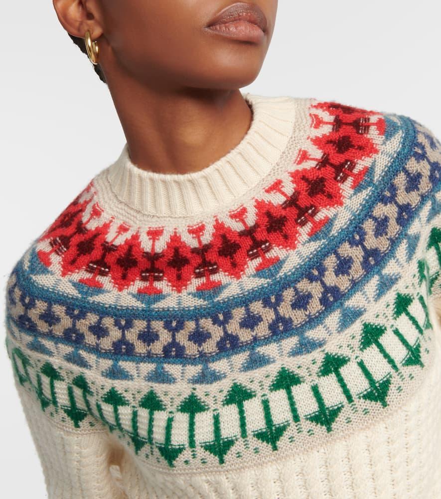 Intarsia cashmere mockneck sweater