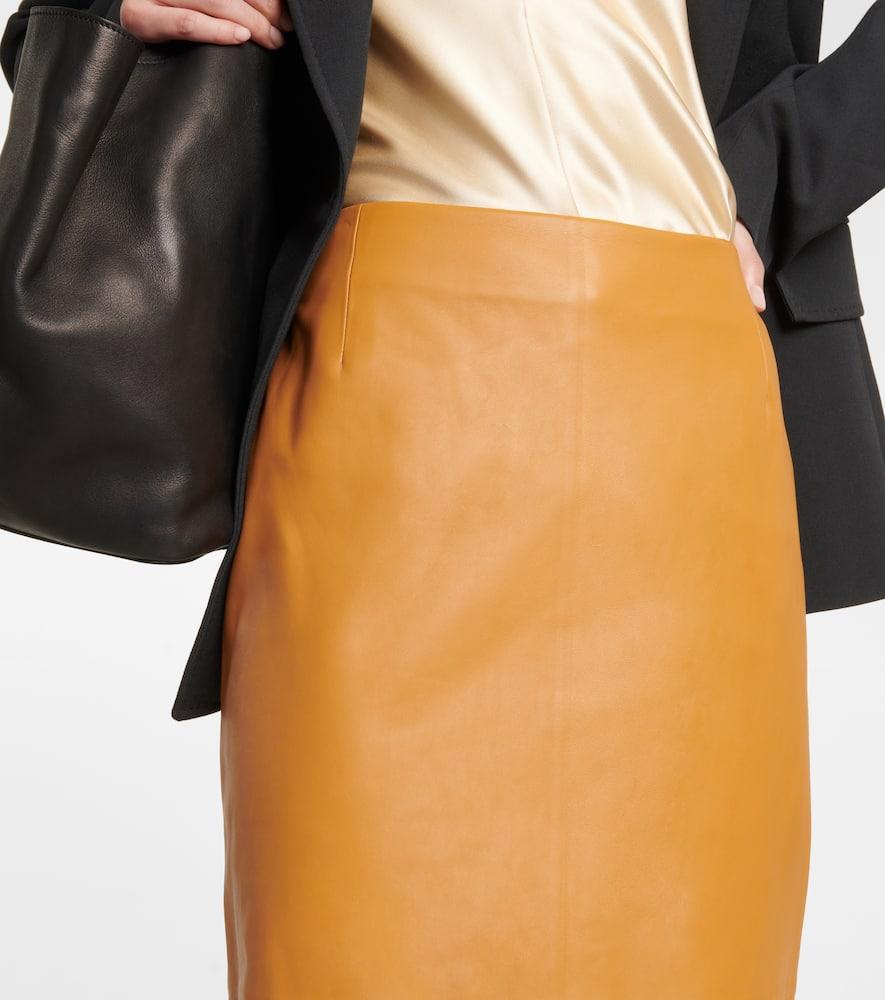 Manuela high-rise leather midi skirt