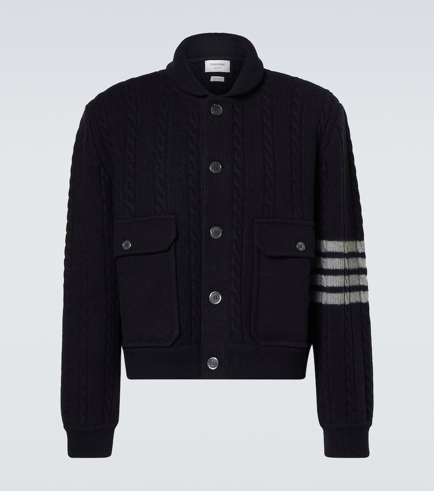 4-Bar wool and cotton-blend bomber jacket