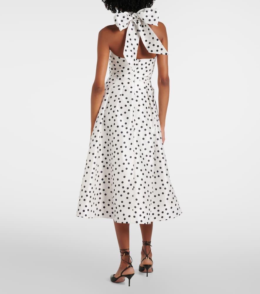 Delia polka-dot halterneck taffeta midi dress