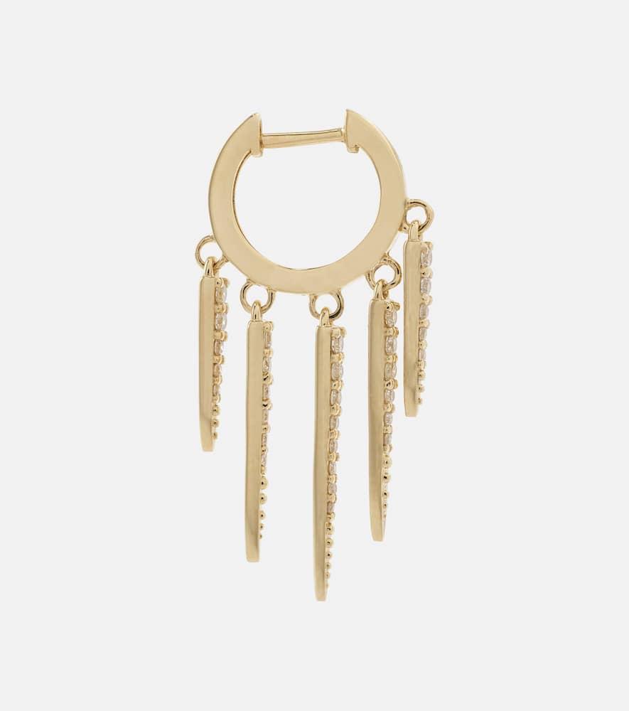 Fringe Huggie 14kt gold hoop earrings with diamonds