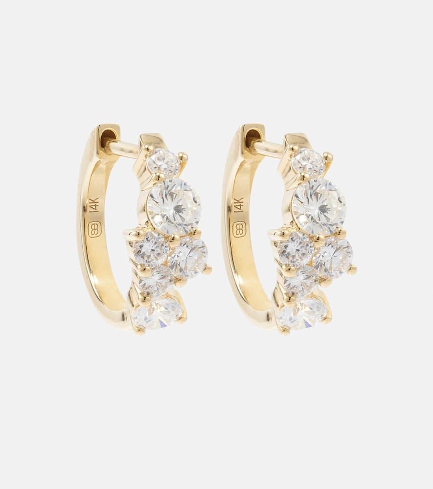 Huggie 14kt gold earrings with diamonds