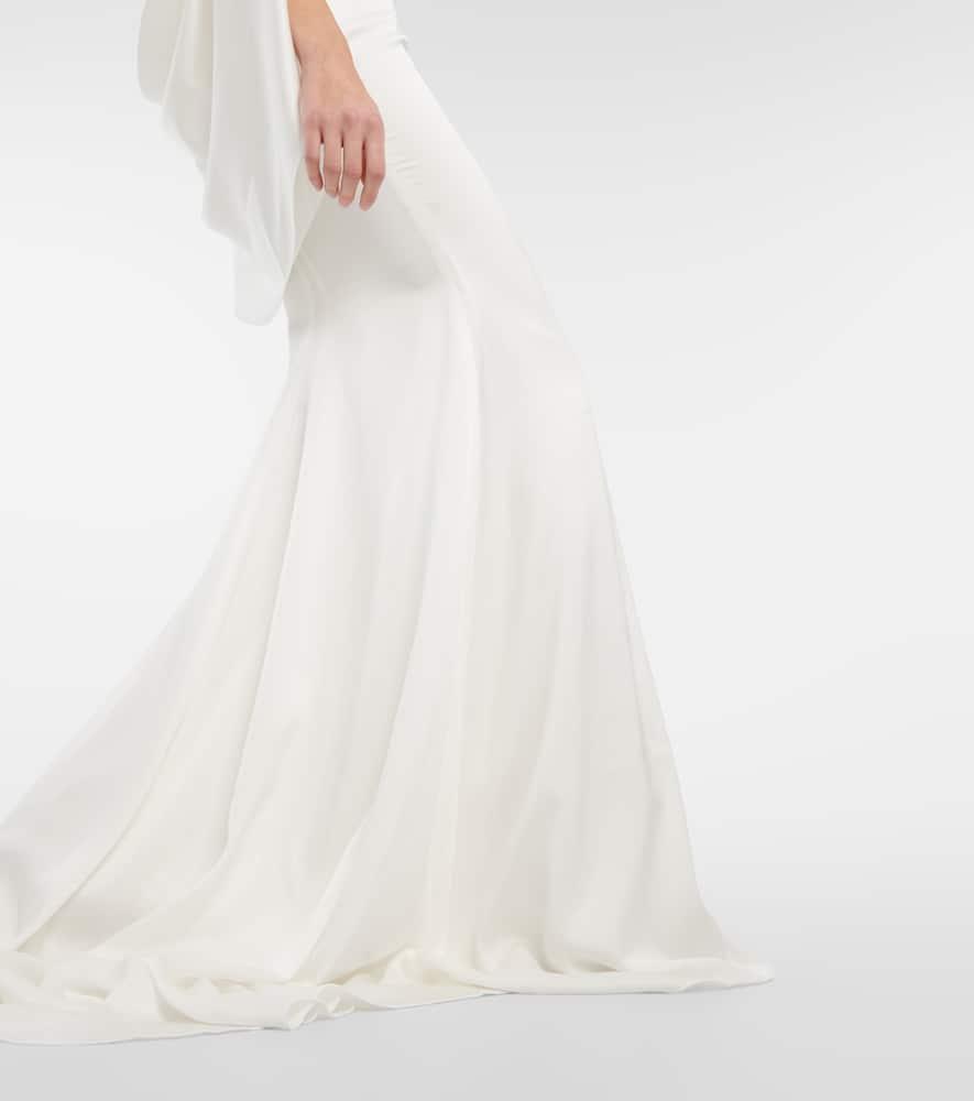 Bridal Portrait cape-detail satin gown