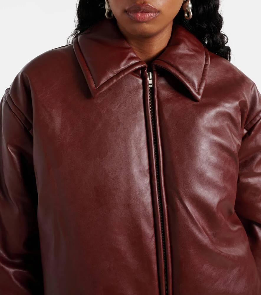 Faux leather bomber jacket