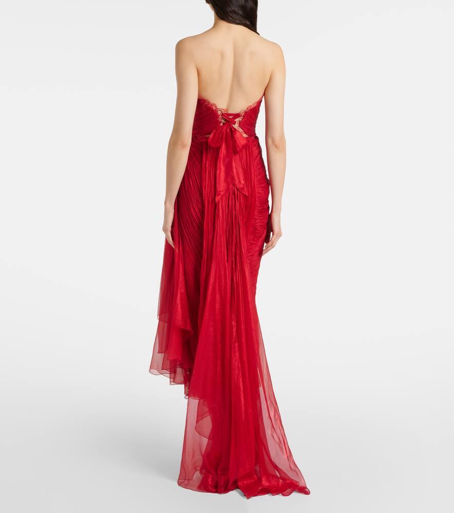 Jolie ruched silk bustier gown