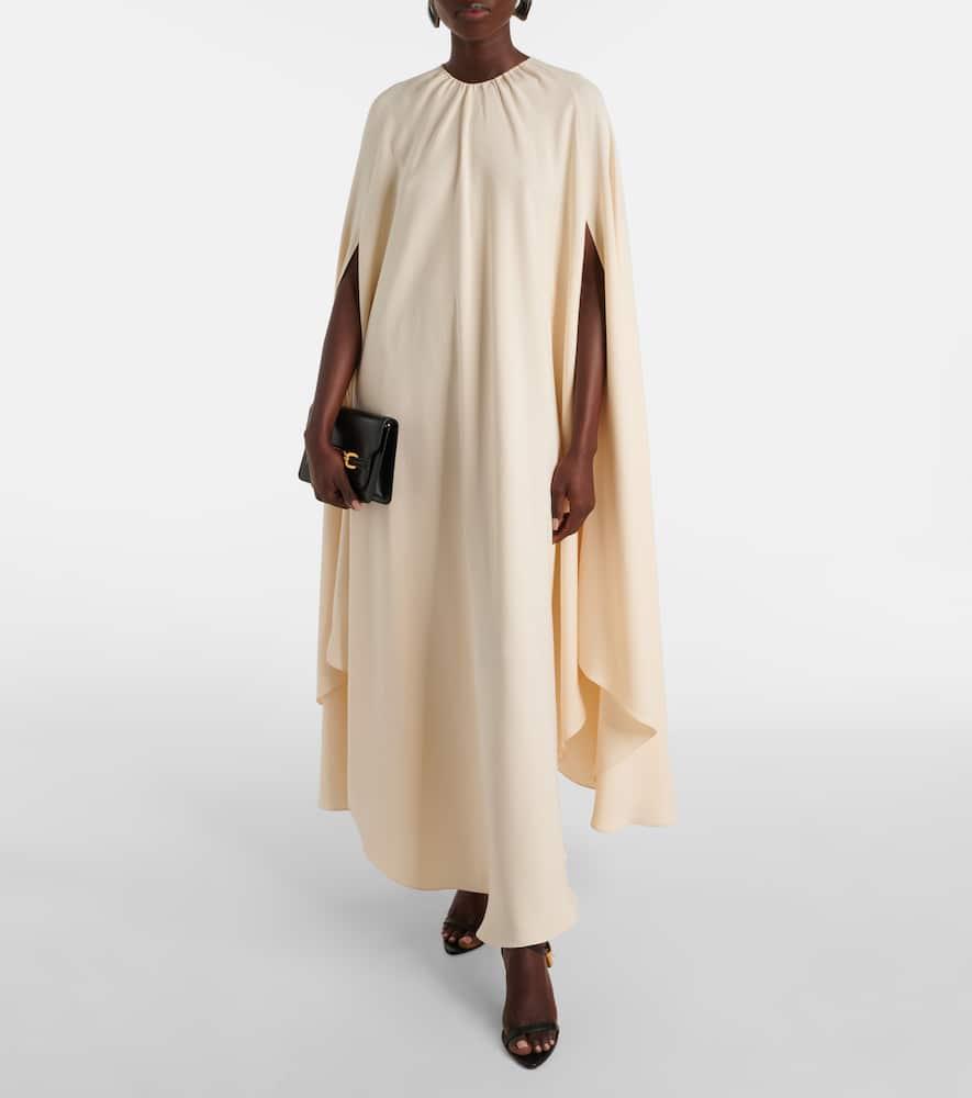 Asymmetric silk-blend cady kaftan