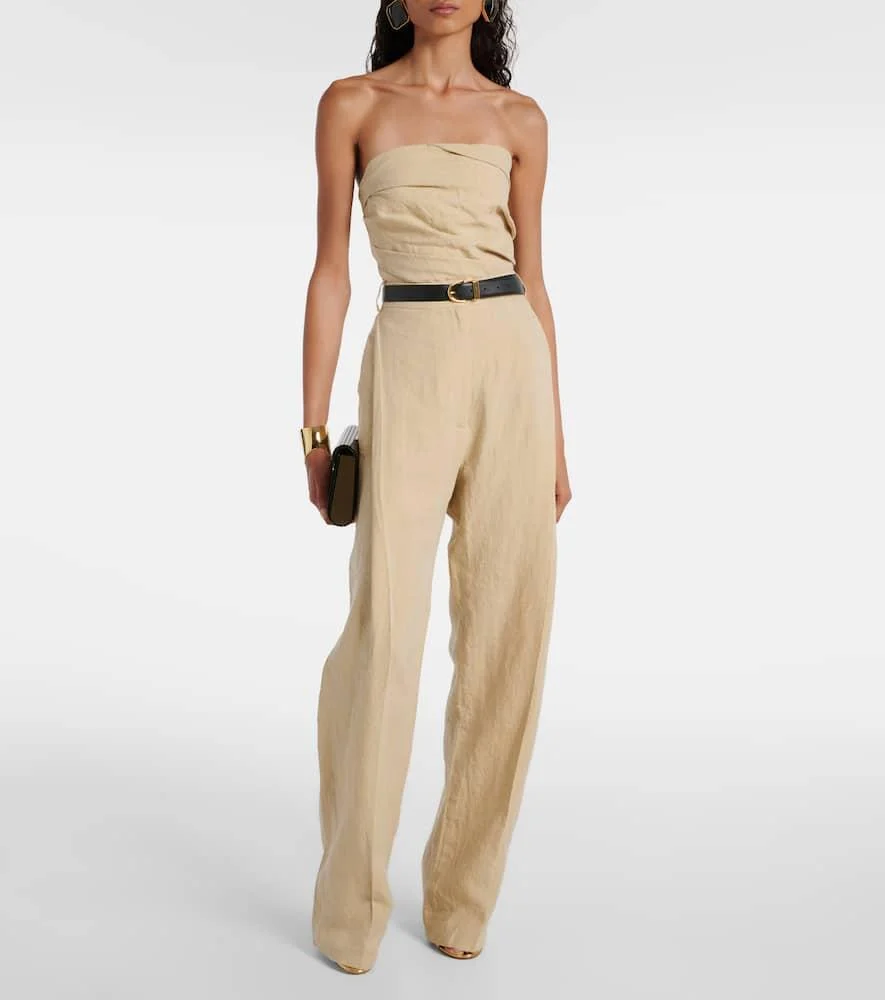 Gabrielle high-rise linen wide-leg pants