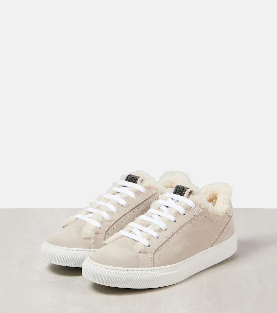 Shearling-lined suede sneakers