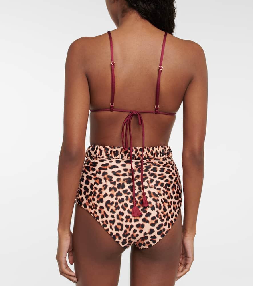 High-rise leopard-print bikini bottoms