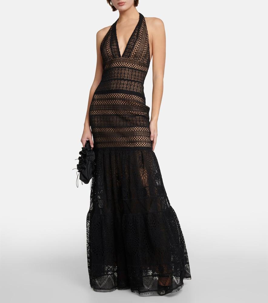 Macramé halter-neck gown