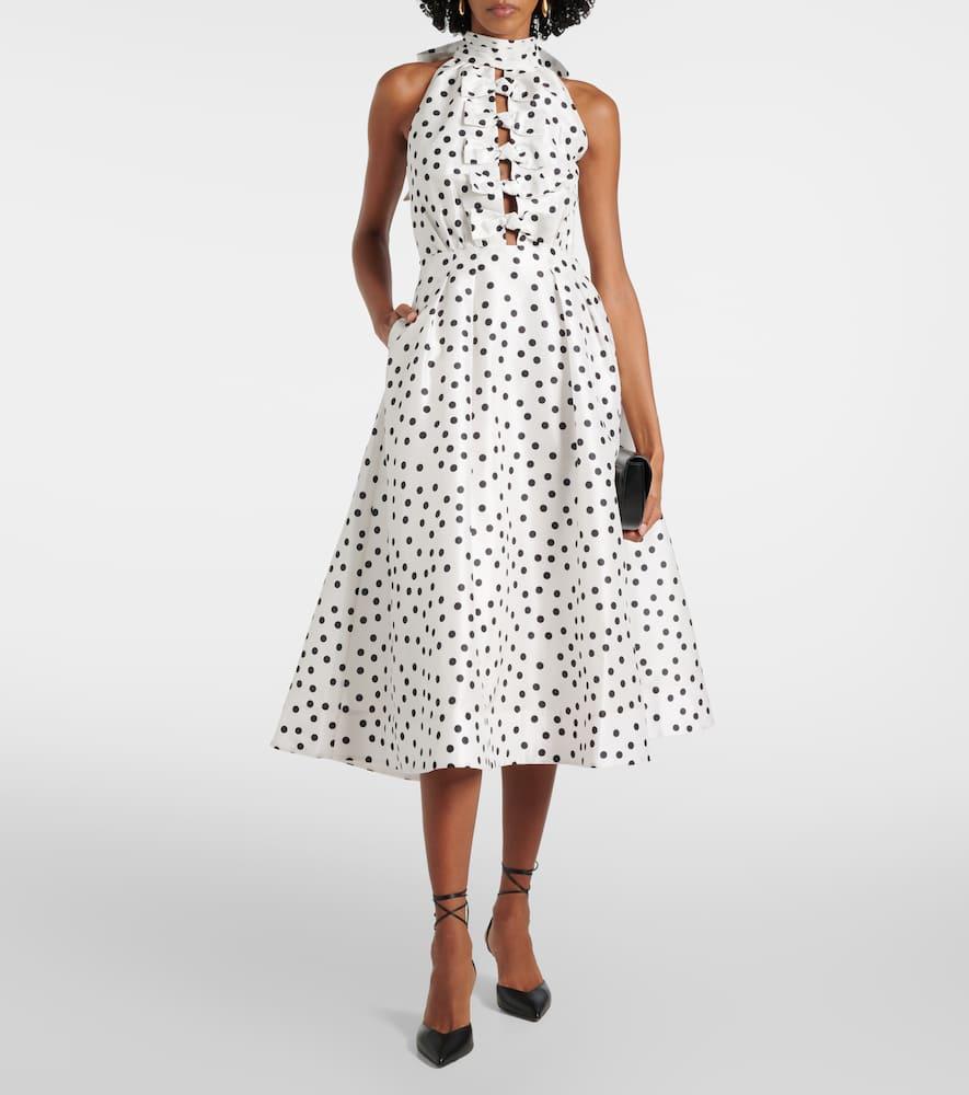 Delia polka-dot halterneck taffeta midi dress