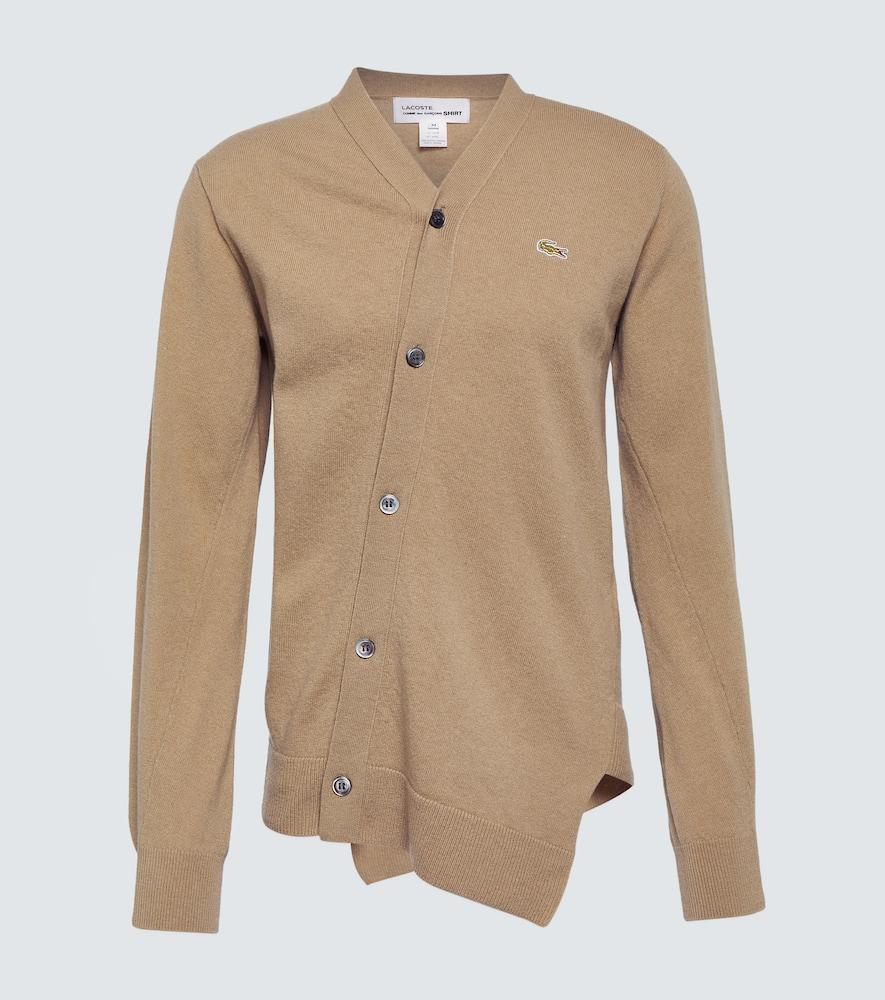 x Lacoste asymmetric wool cardigan