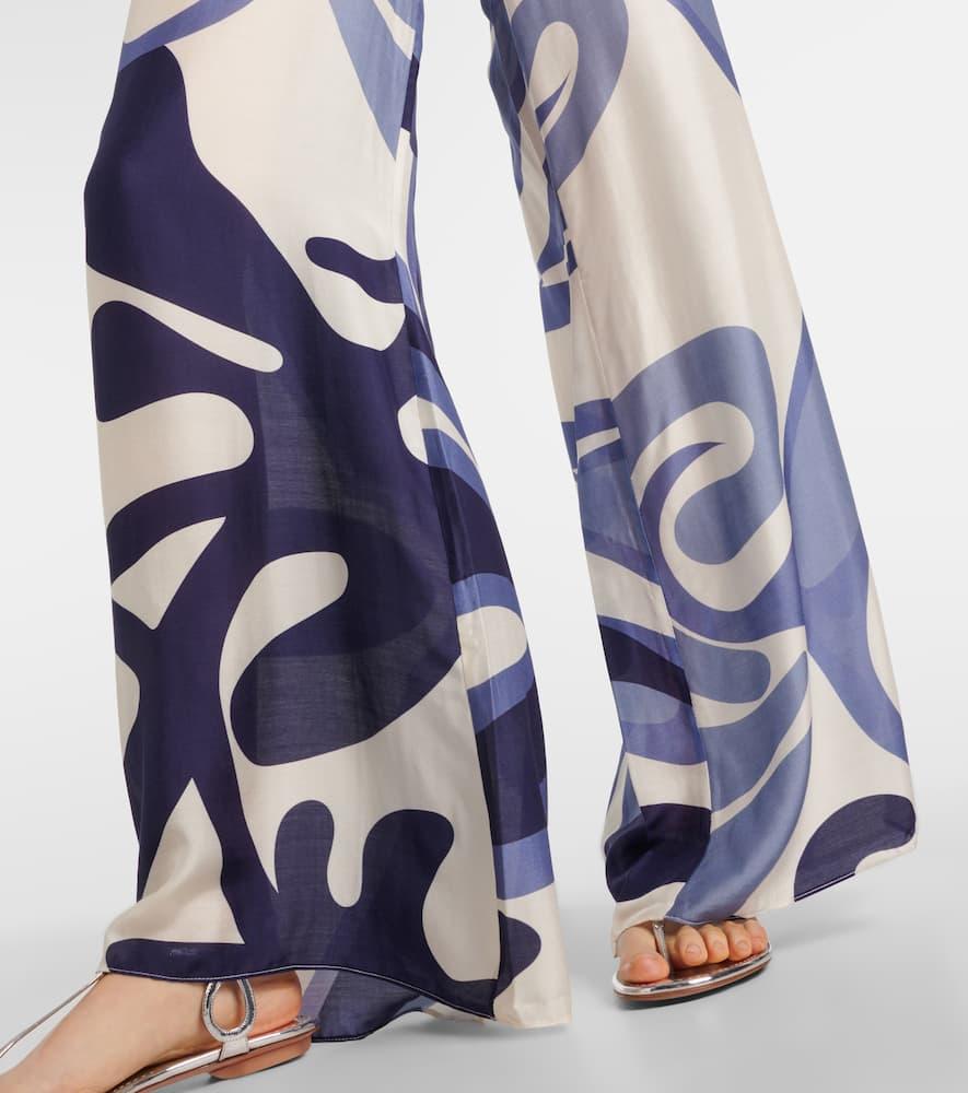 Algae printed high-rise wide-leg pants