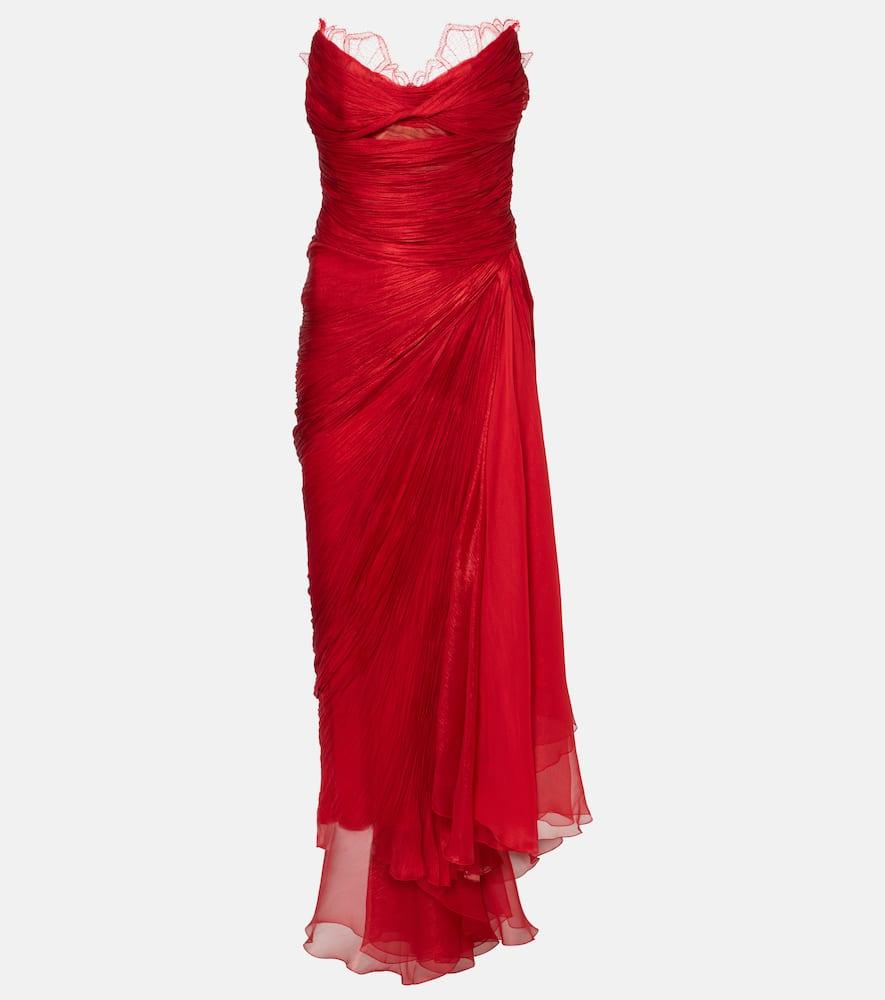 Jolie ruched silk bustier gown