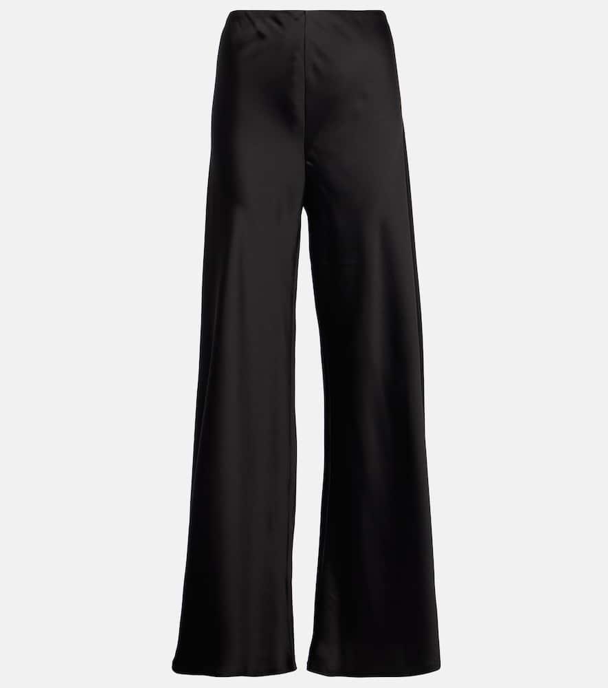 High-rise satin wide-leg pants