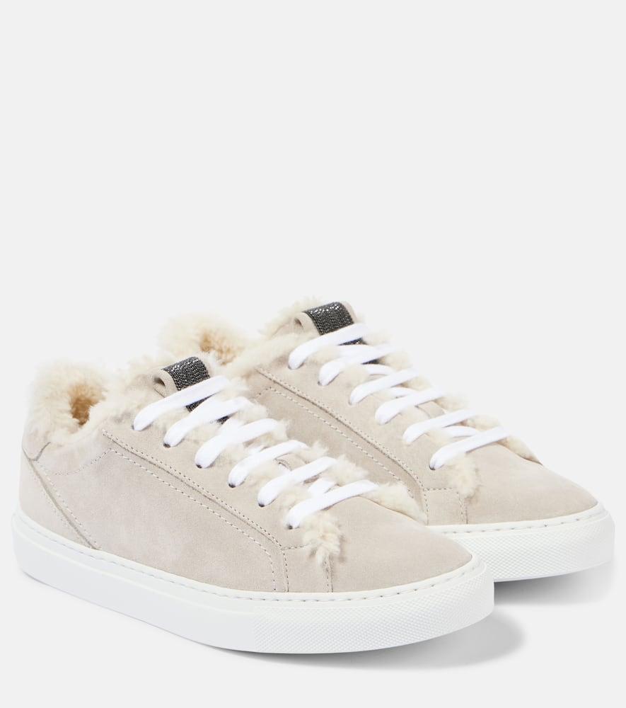 Shearling-lined suede sneakers