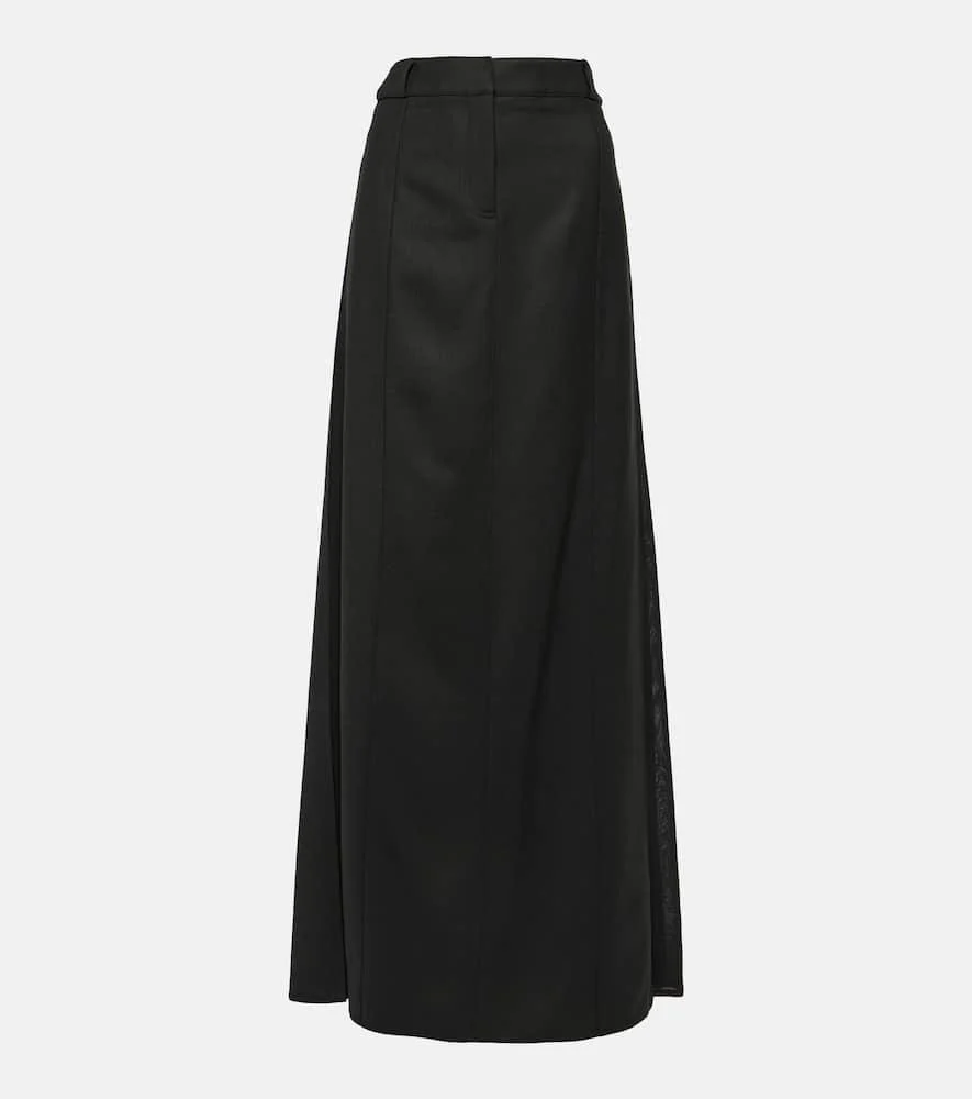 Wool-blend maxi skirt