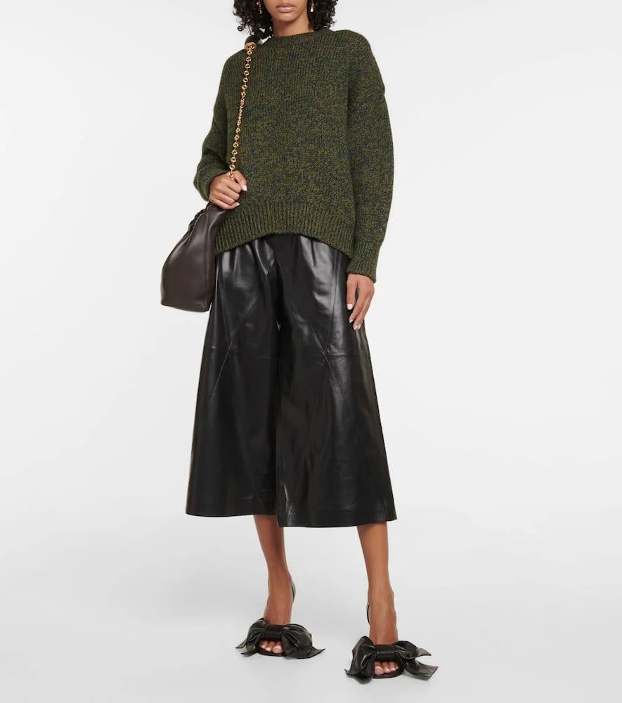 High-rise leather culottes