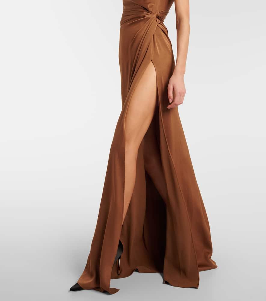 One-shoulder satin gown