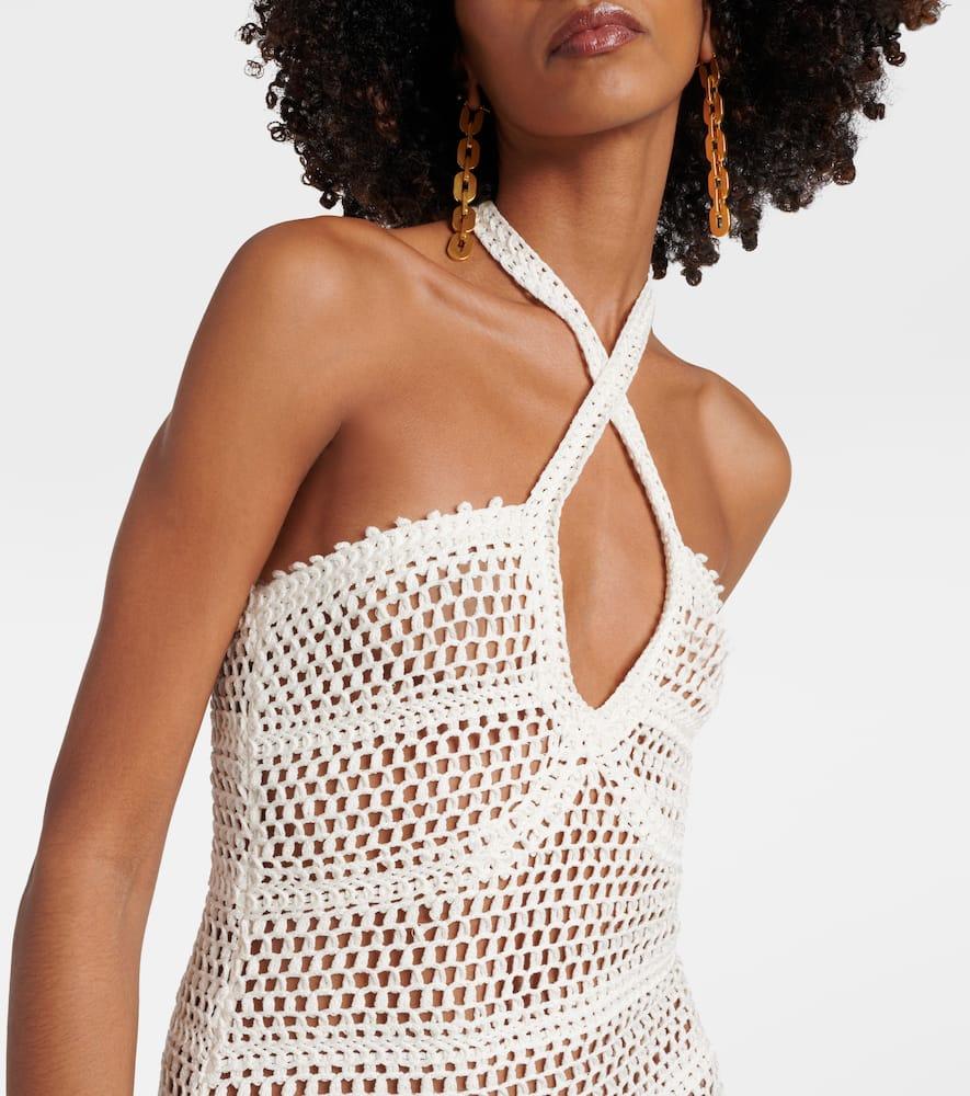 Halterneck crochet maxi dress