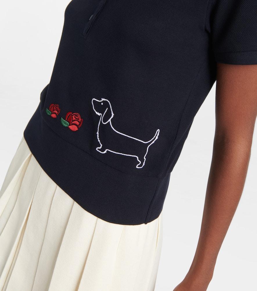 Embroidered cotton-blend piqué polo shirt