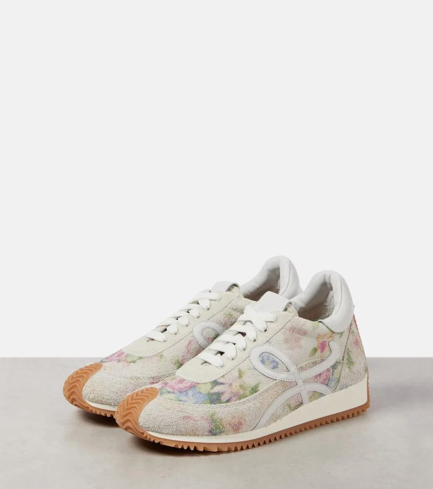 Flow Runner floral brushed suede sneakers